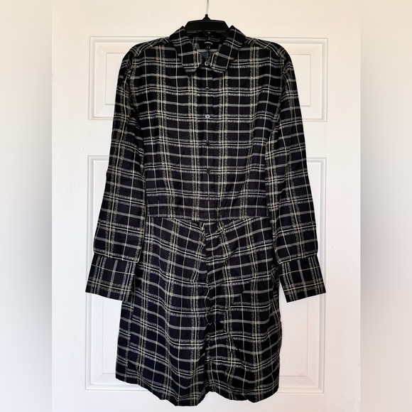 THEORY Plaid Silk Blend Mini Dress size S - Picture 2 of 6